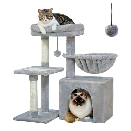 Small Cat Tree Tower with Condo Hammock