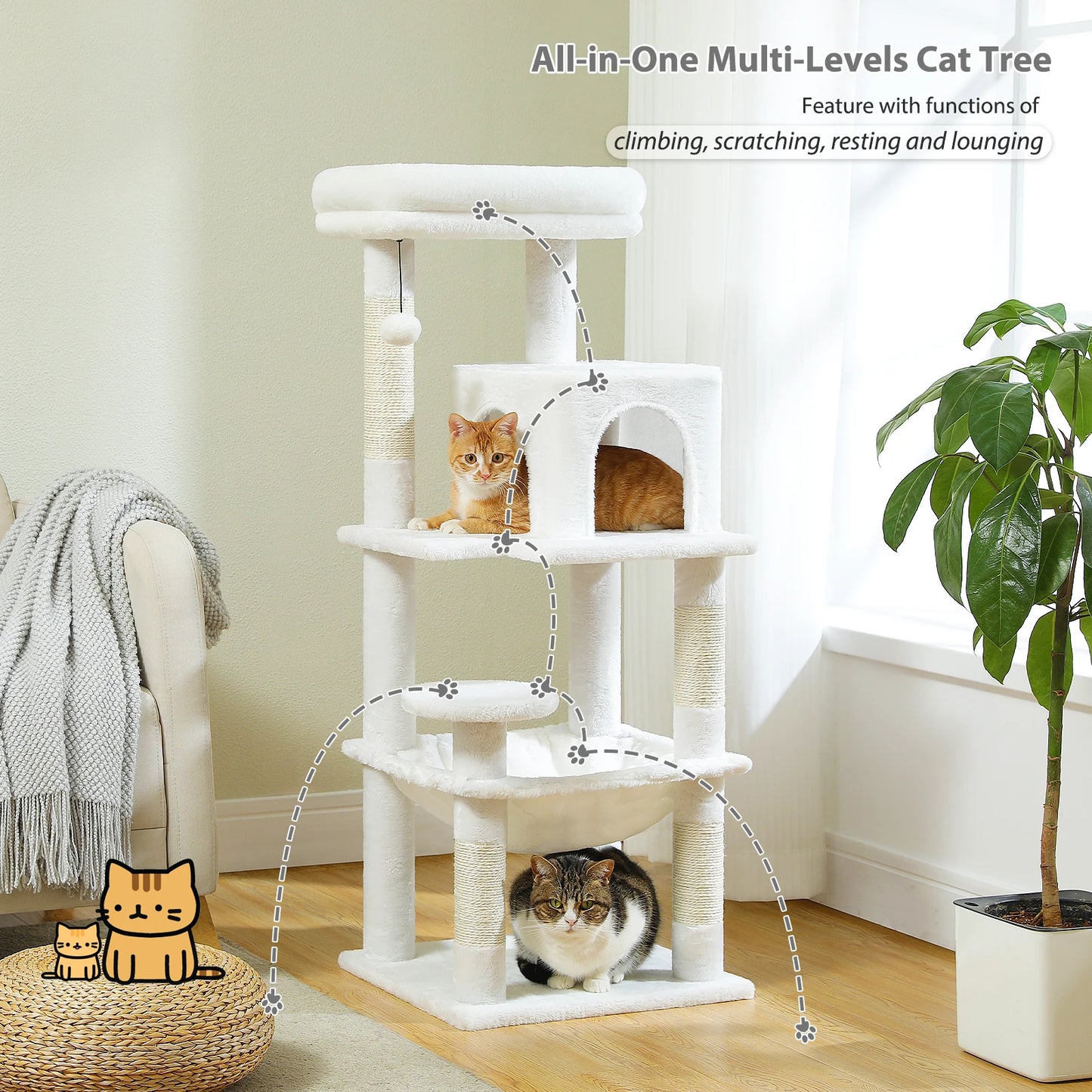 Multi-Level Luxury Cat Tower with Scratching Post