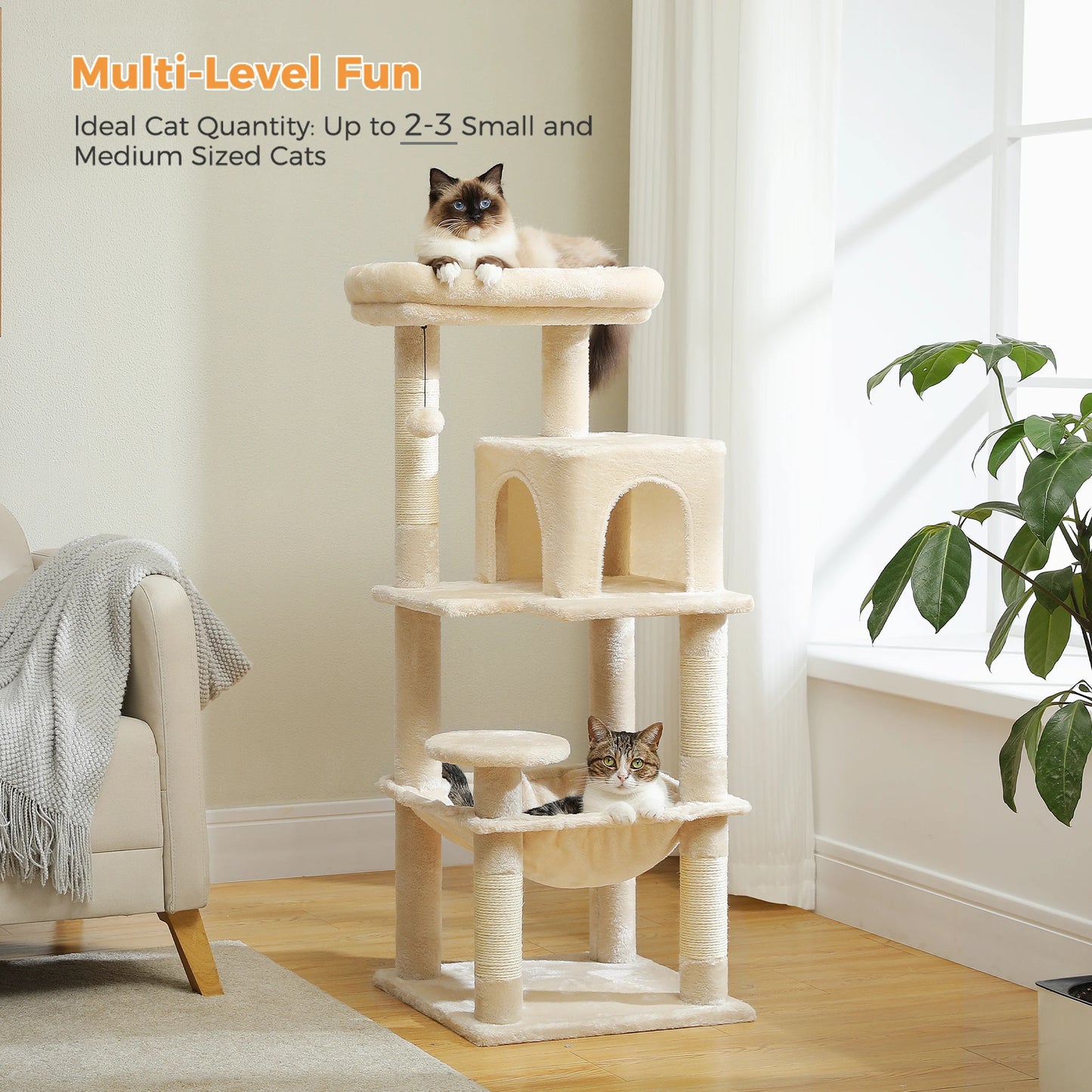 Multi-Level Luxury Cat Tower with Scratching Post